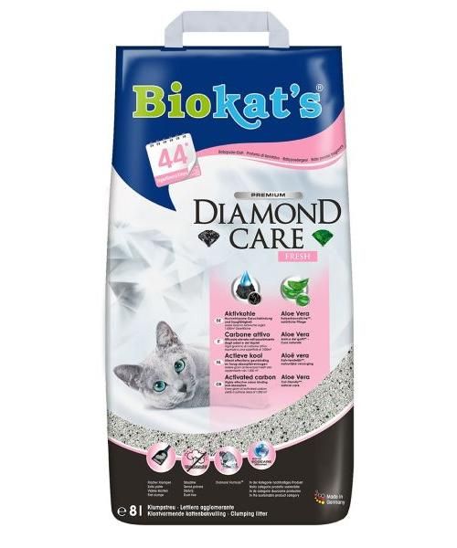 Zak Biokat's Diamond Care Fresh klontvormende kattenbakvulling met babypoedergeur, 8 liter