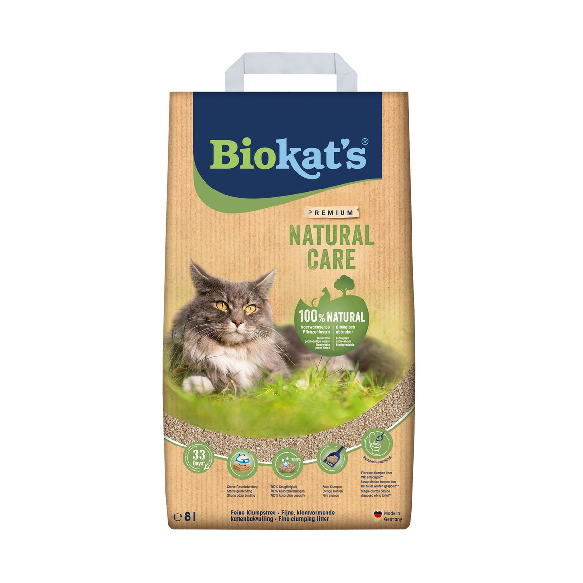 Zak Biokat's Natural Care plantaardige klontvormende kattenbakvulling, 8 liter #Inhoud_8 liter