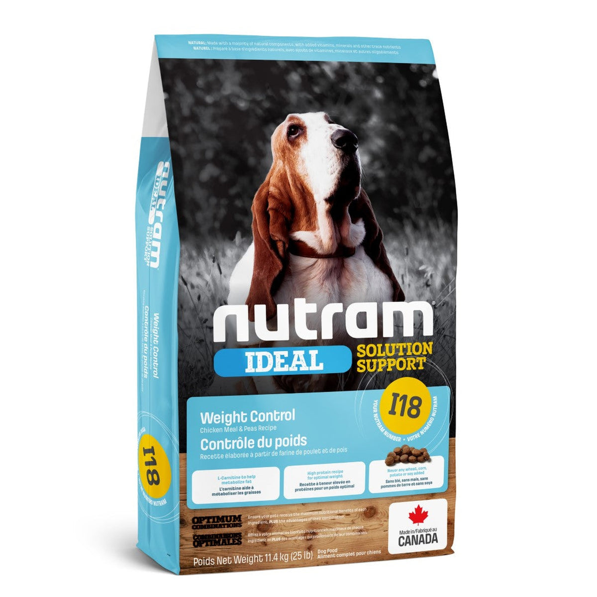 Zak Nutram I18 Ideal Weight Control droogvoer voor honden, 11,4 kg