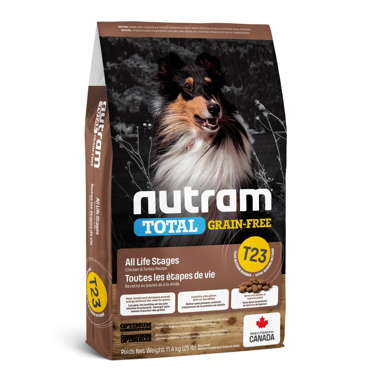 Zak Nutram T23 Total Grain-Free Kalkoen & Kip droogvoer voor honden, 11,4 kg