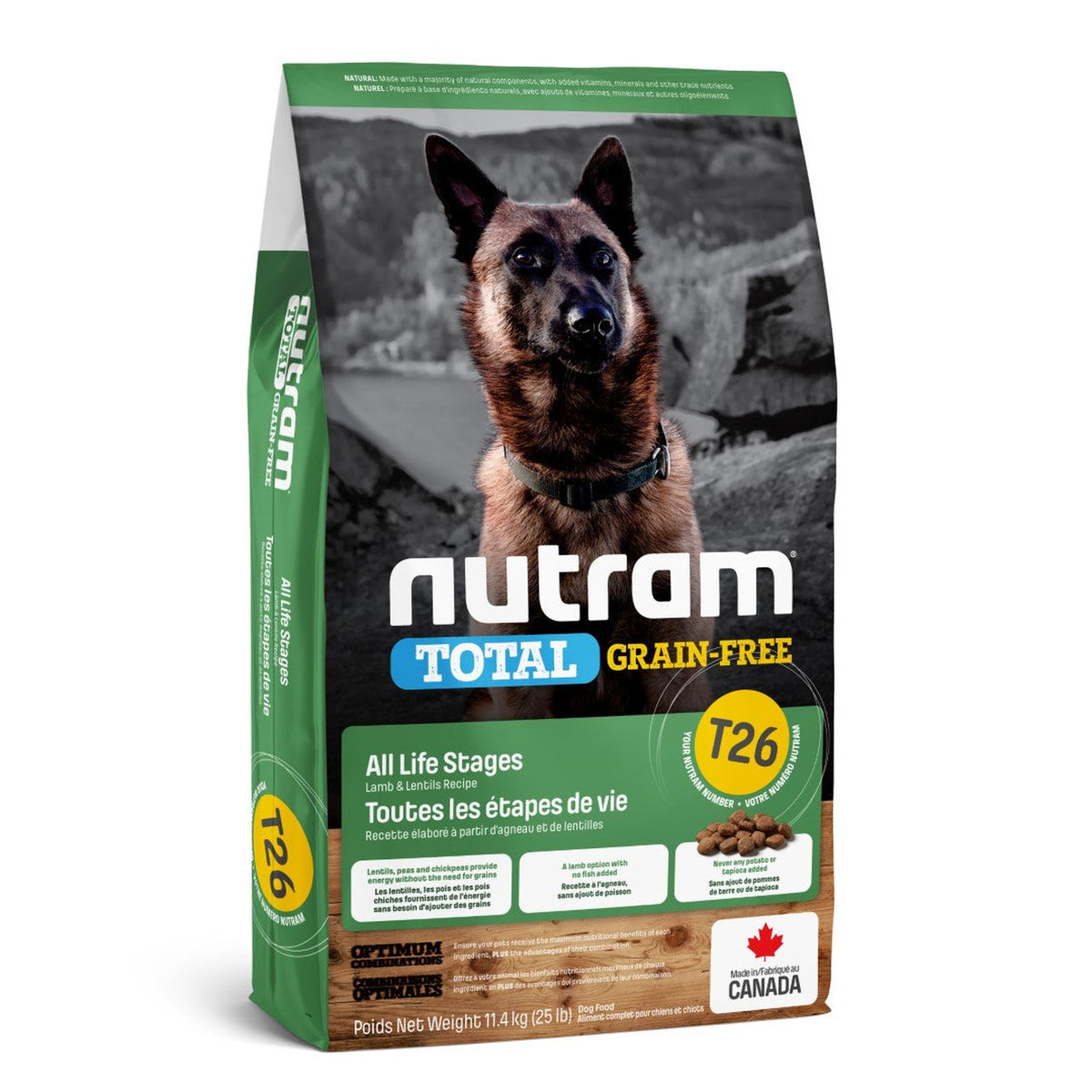 Zak Nutram T26 Total Grain-Free Lam & Peulvruchten droogvoer voor honden, 11,4 kg