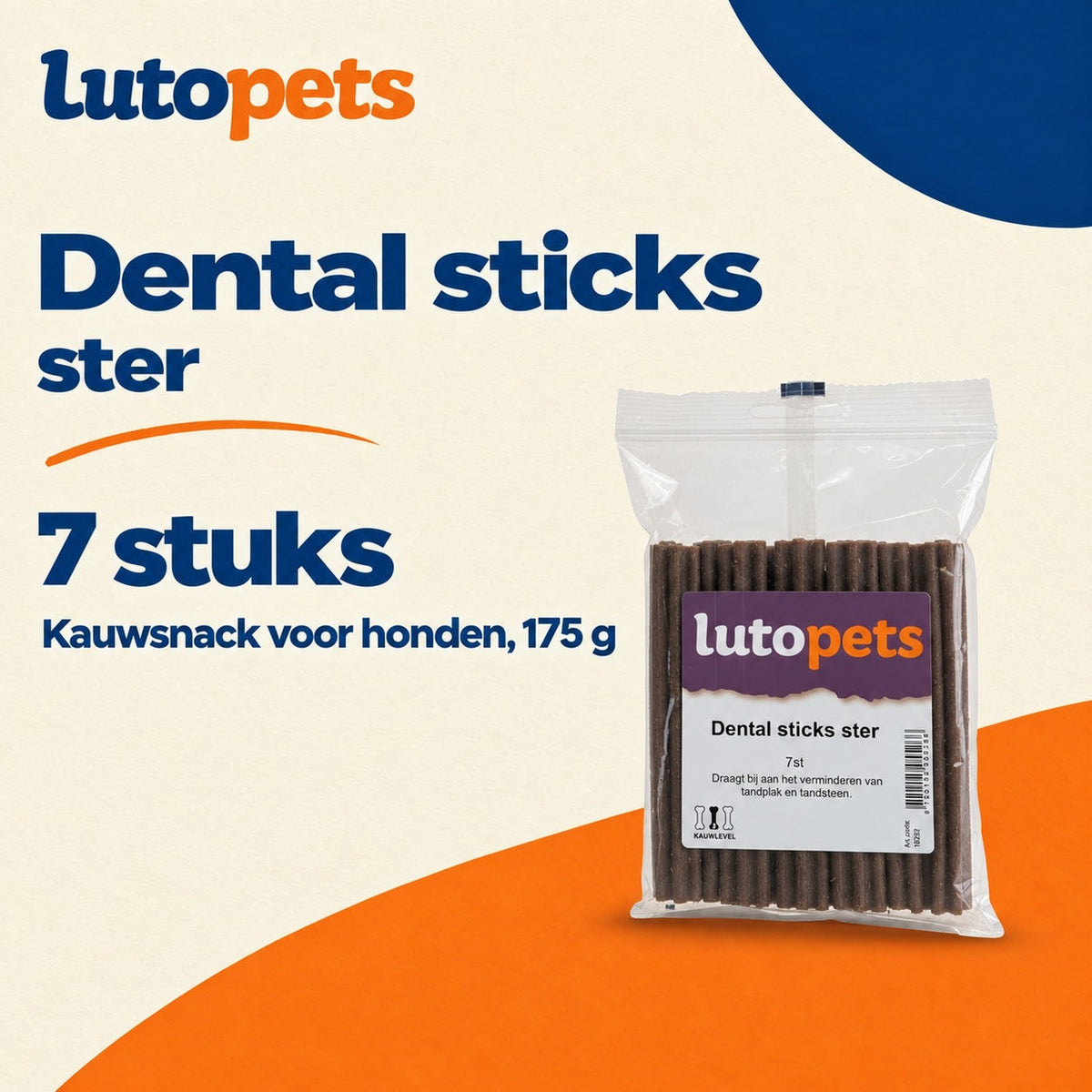Lutopets dental sticks ster, 7 stuks van 175 gram, kauwsnack voor honden