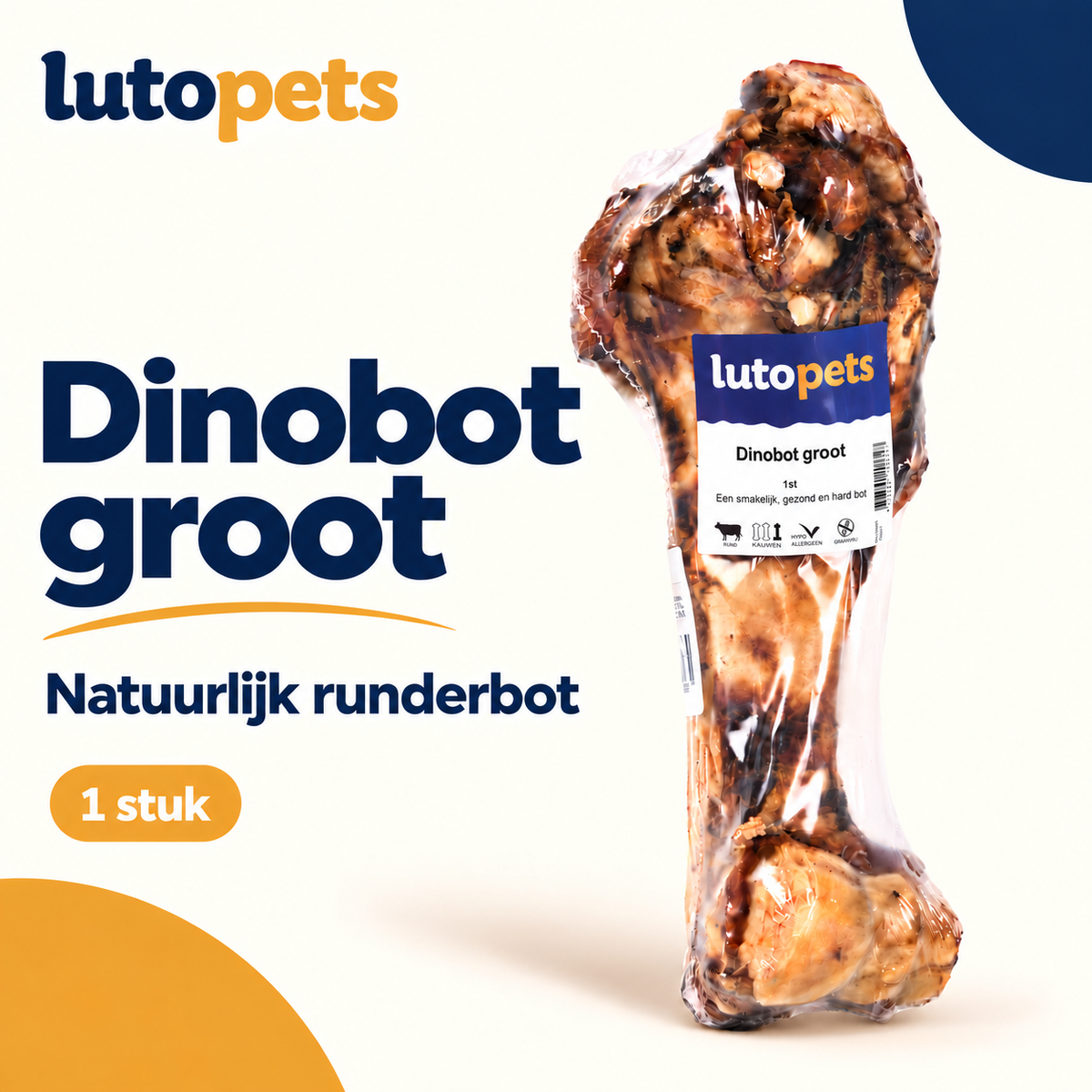 Lutopets Dinobot Groot | Groot Runderbot voor Honden | 1 stuk