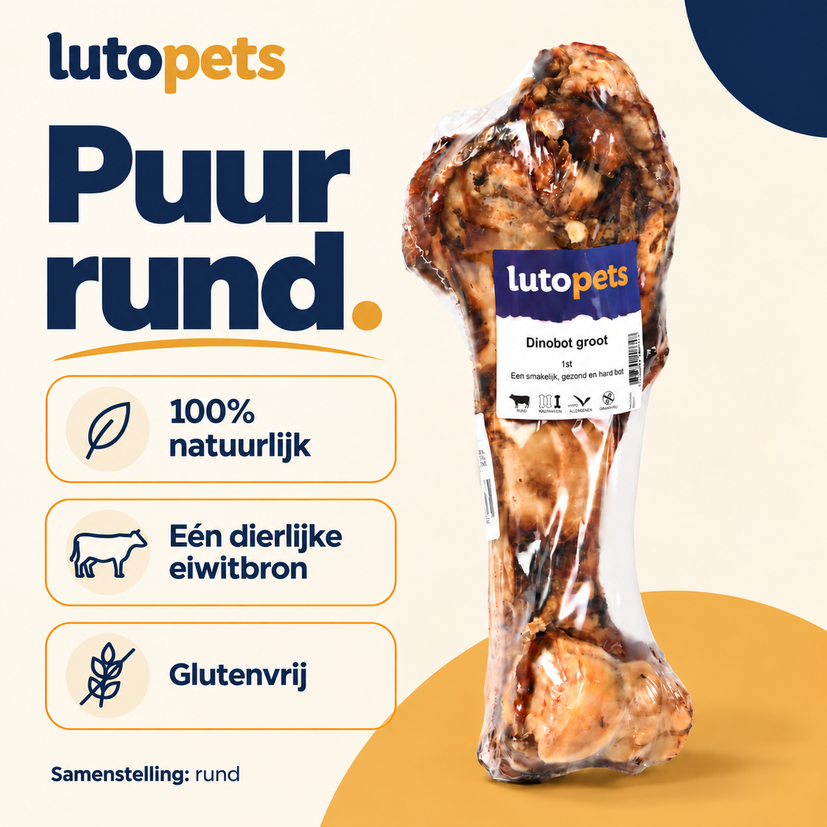 Lutopets Dinobot Groot | Groot Runderbot voor Honden | 1 stuk