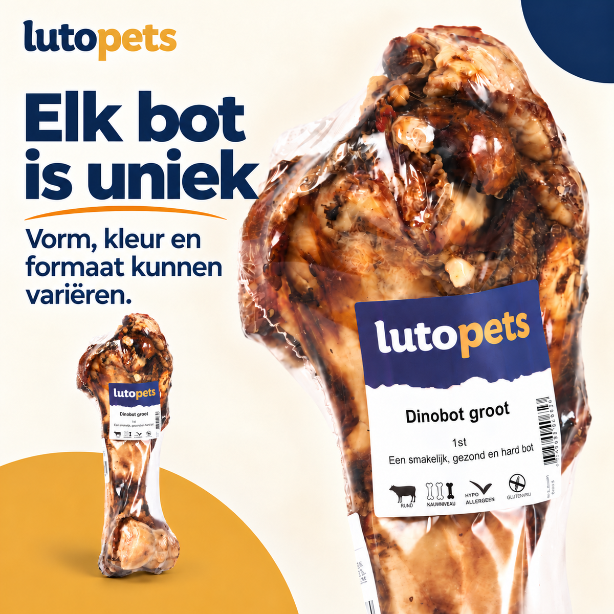 Lutopets Dinobot Groot | Groot Runderbot voor Honden | 1 stuk