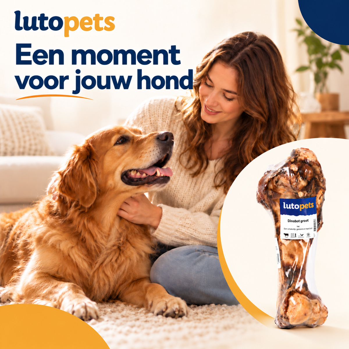 Lutopets Dinobot Groot | Groot Runderbot voor Honden | 1 stuk