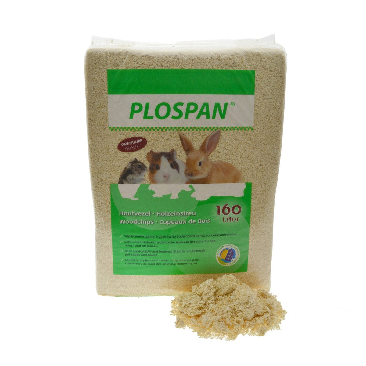 Plospan houtvezel bodembedekking voor knaagdieren, 160 liter