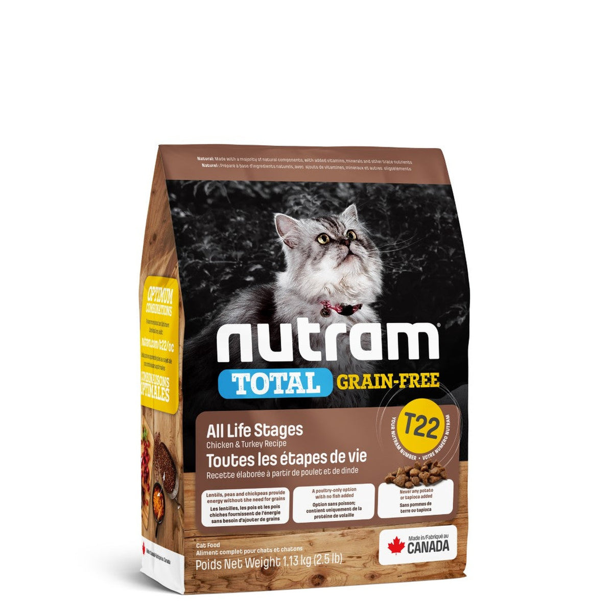Zak Nutram T22 Total Grain-Free Kalkoen & Kip kattenvoer, 1,13 kg #Inhoud_1,13 kg