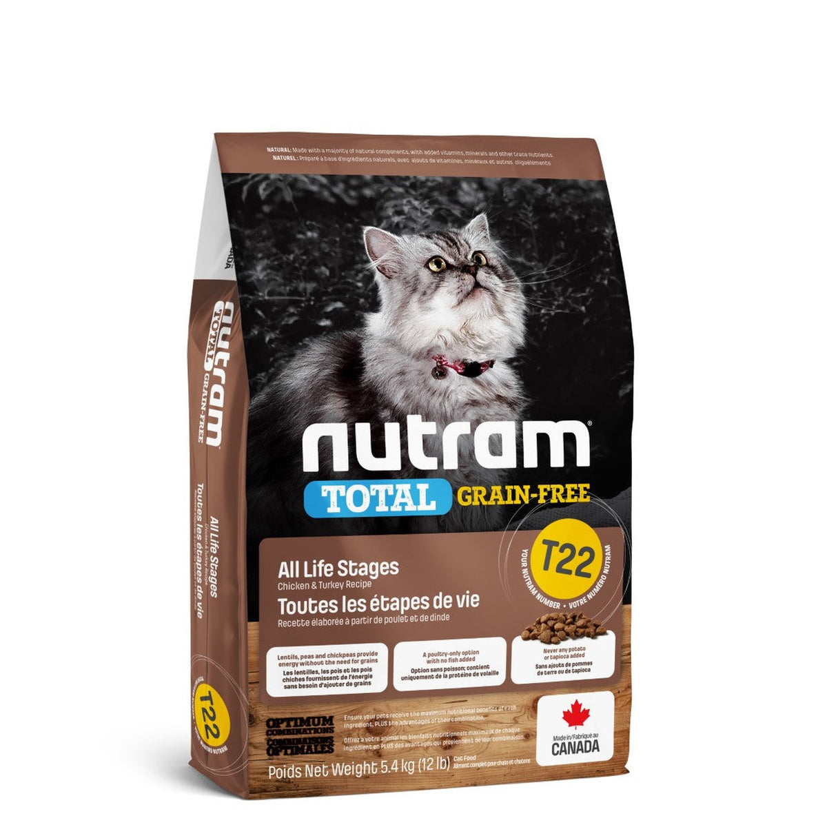 Zak Nutram T22 Total Grain-Free Kalkoen & Kip kattenvoer, 5,4 kg #Inhoud_5,4 kg