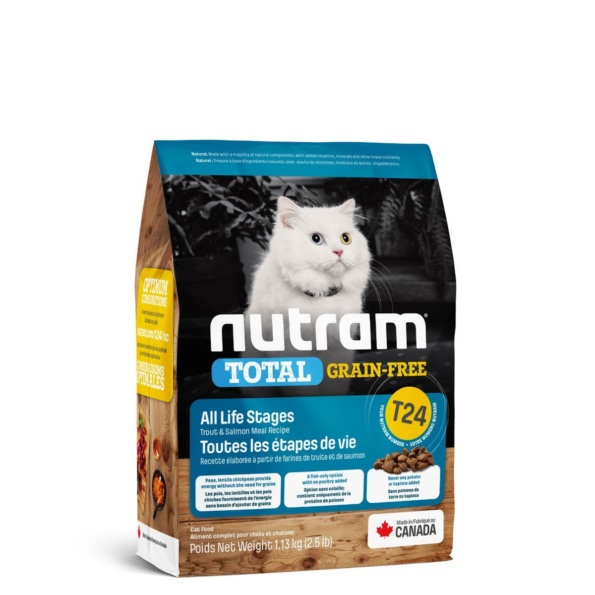Zak Nutram T24 Total Grain-Free Zalm & Forel kattenvoer, 1,13 kg #Inhoud_1,13 kg