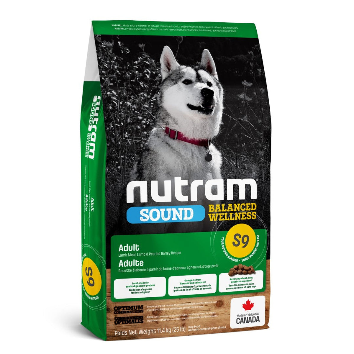 Zak Nutram S9 Sound Adult Lam droogvoer voor honden, 11,4 kg