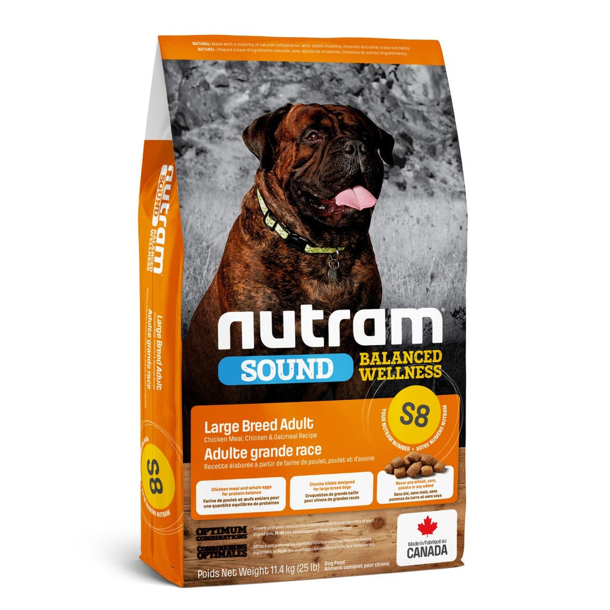 Zak Nutram S8 Sound Large Breed Adult droogvoer voor honden, 11,4 kg