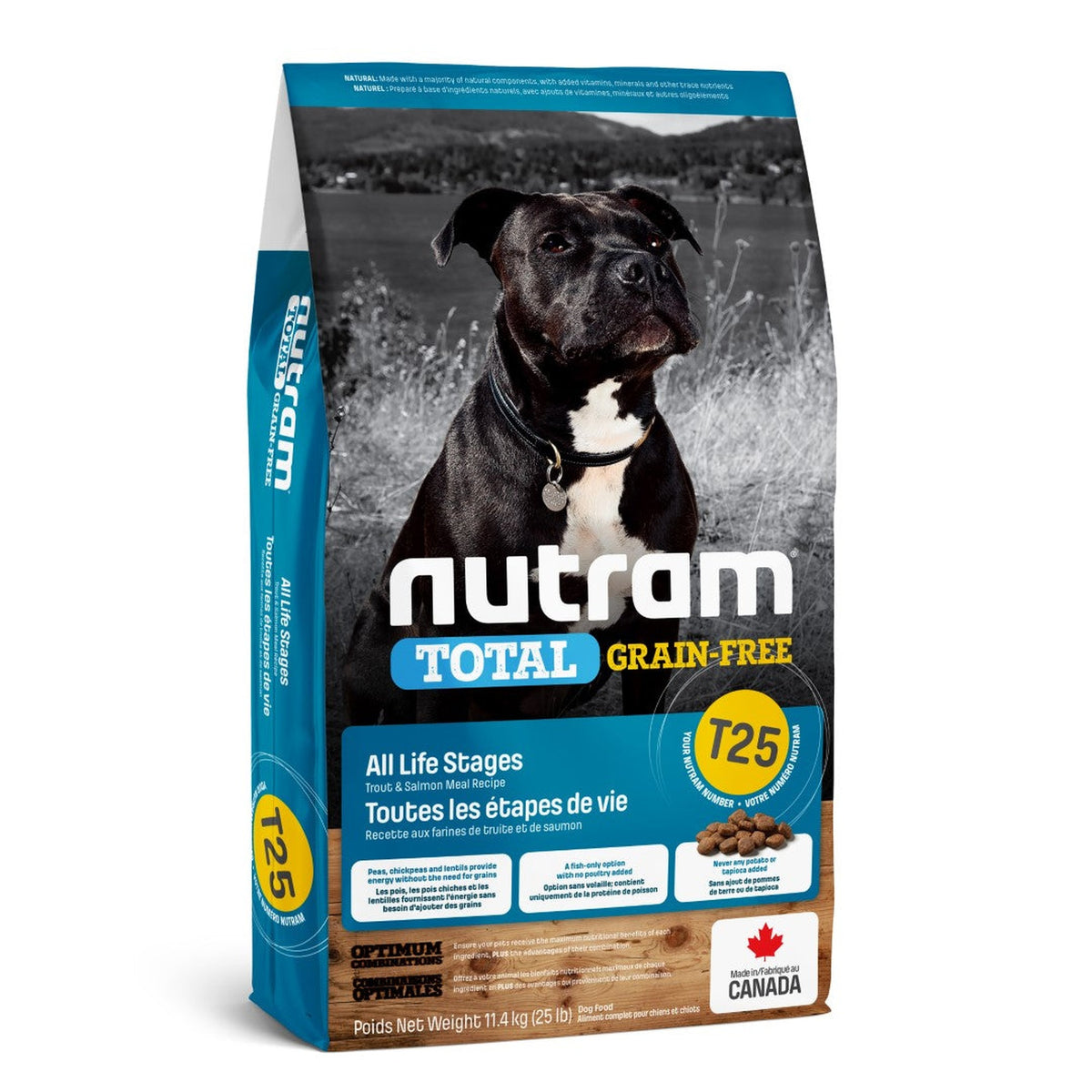 Zak Nutram T25 Total Grain-Free Zalm & Forel droogvoer voor honden, 11,4 kg