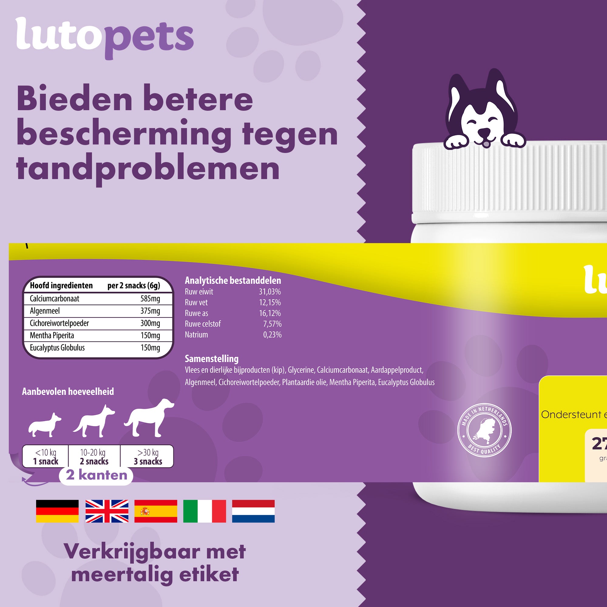 Lutopets Dental Hondensnoepjes Rundvlees | 90 chews
