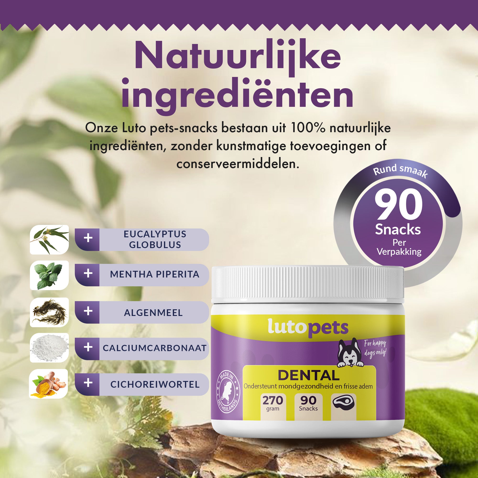 Lutopets Dental Hondensnoepjes Rundvlees | 90 chews