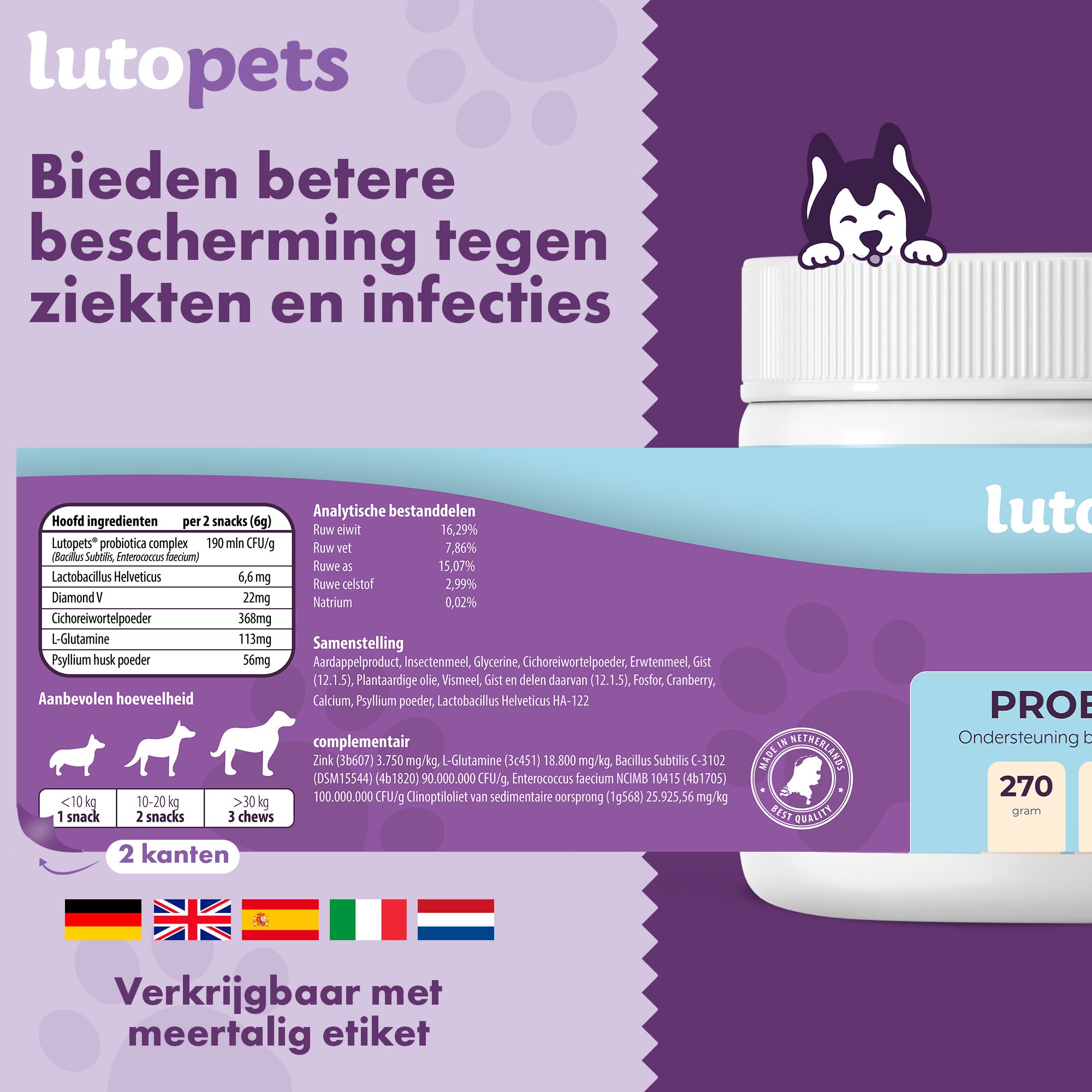 Lutopets Probiotica & Prebiotica Hond | 90 chews