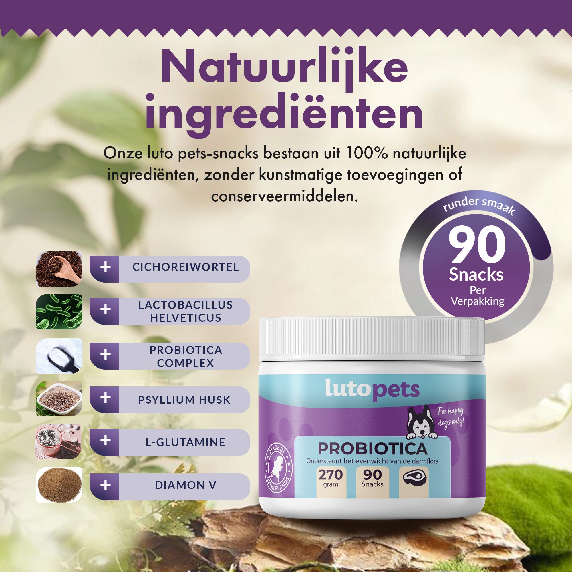 Lutopets Probiotica & Prebiotica Hond | 90 chews