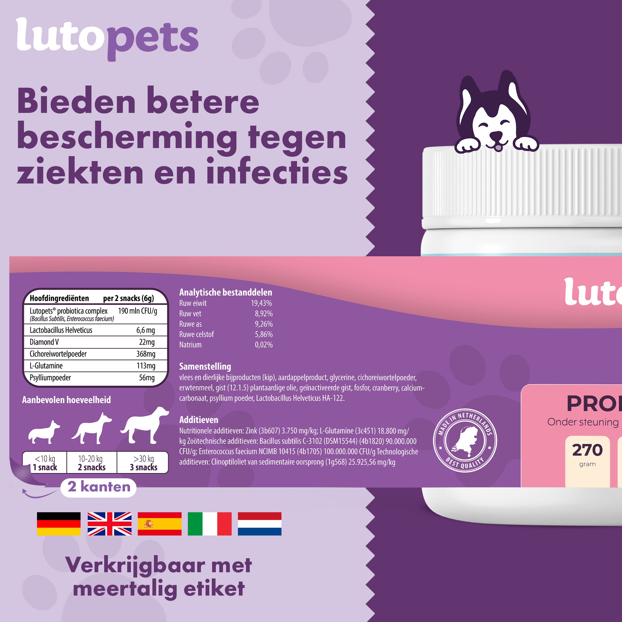 Lutopets Probiotica & Prebiotica Hond | 90 chews