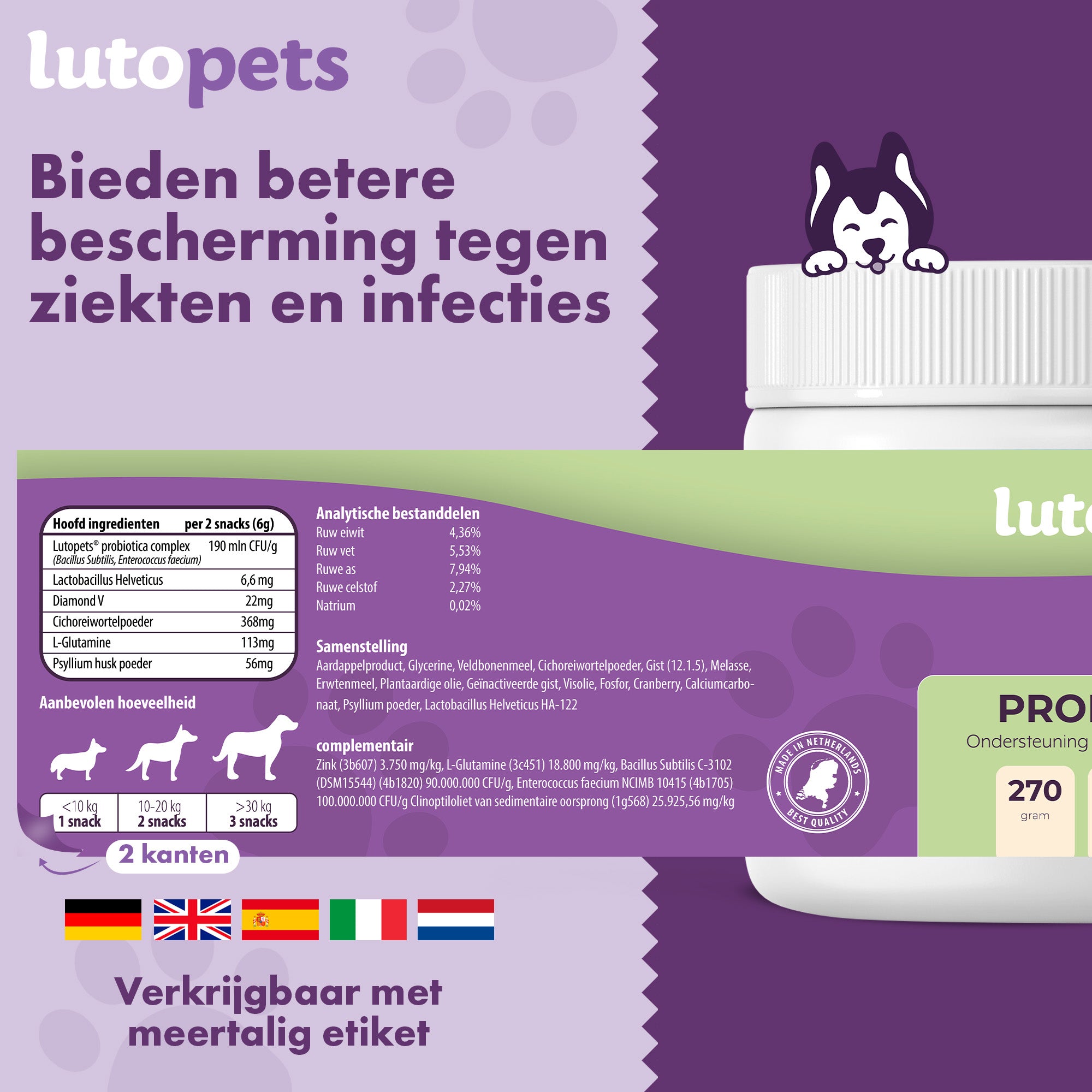 Lutopets Probiotica & Prebiotica Hond | 90 chews