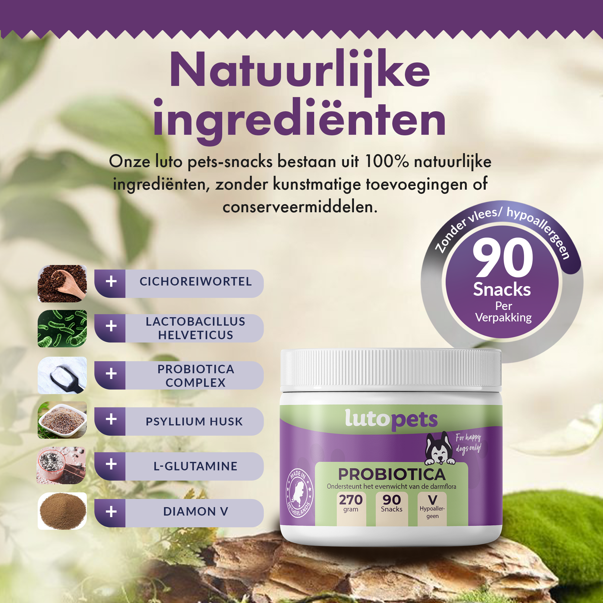 Lutopets Probiotica & Prebiotica Hond | 90 chews