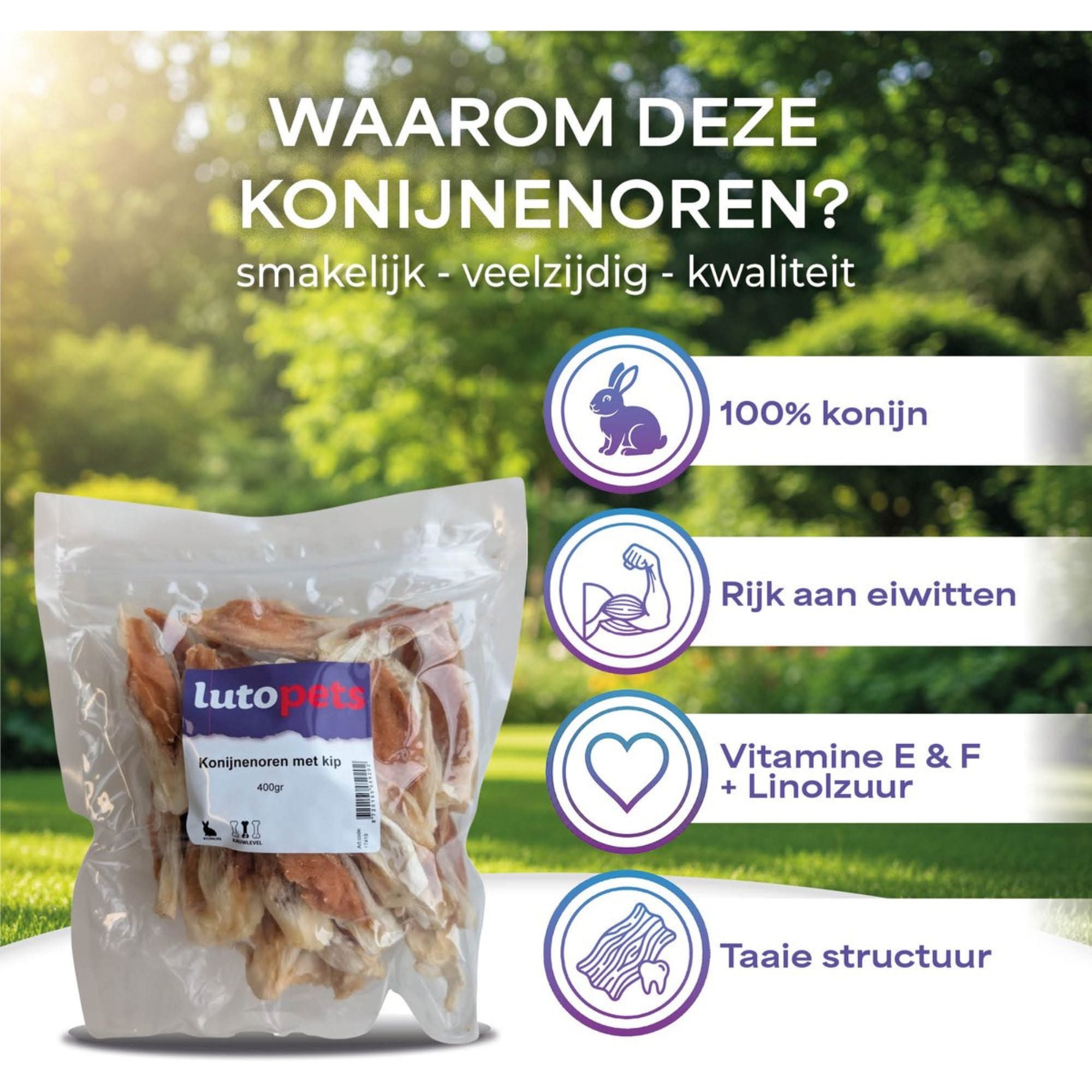 Lutopets Konijnenoren met Kip | 400 g