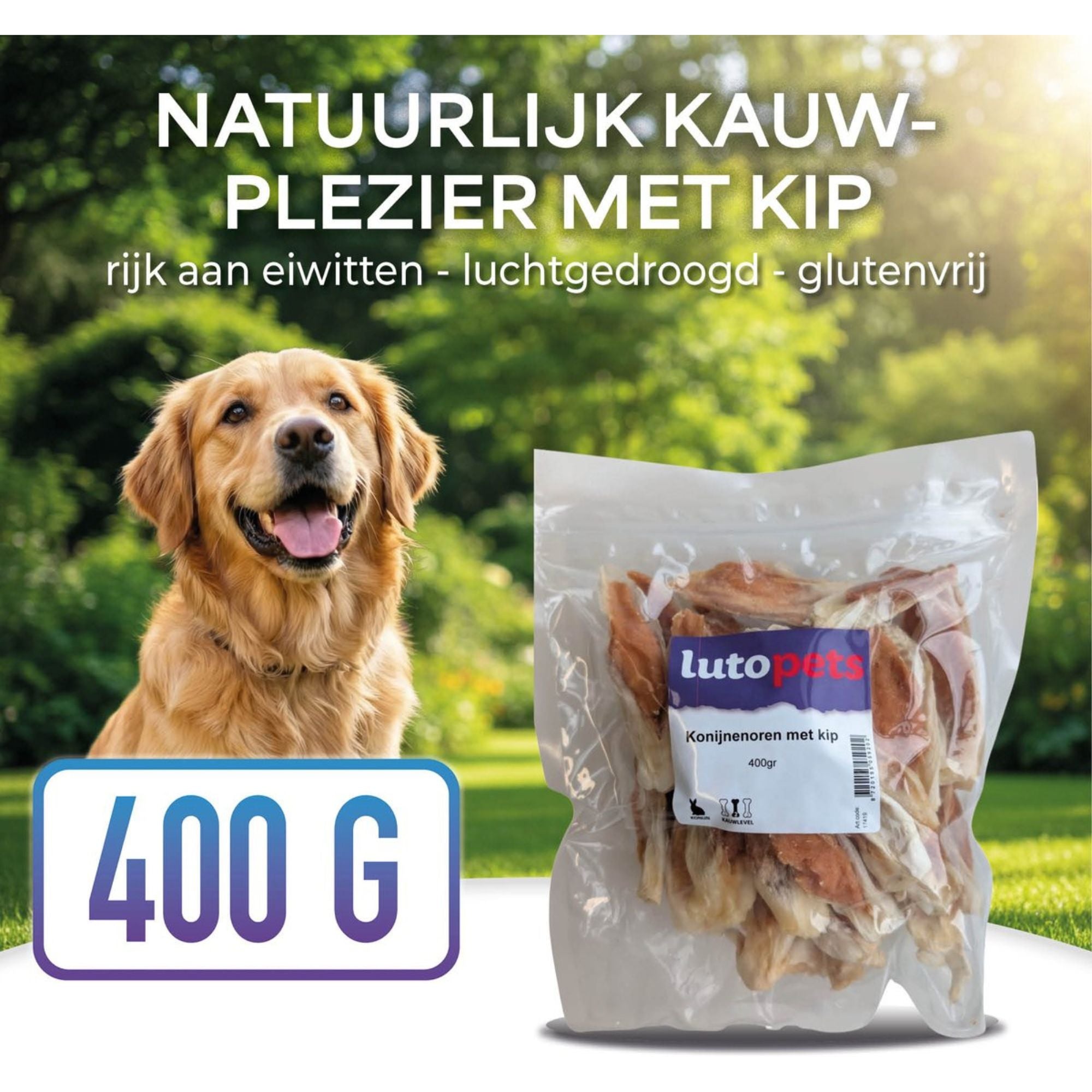 Lutopets Konijnenoren met Kip | 400 g