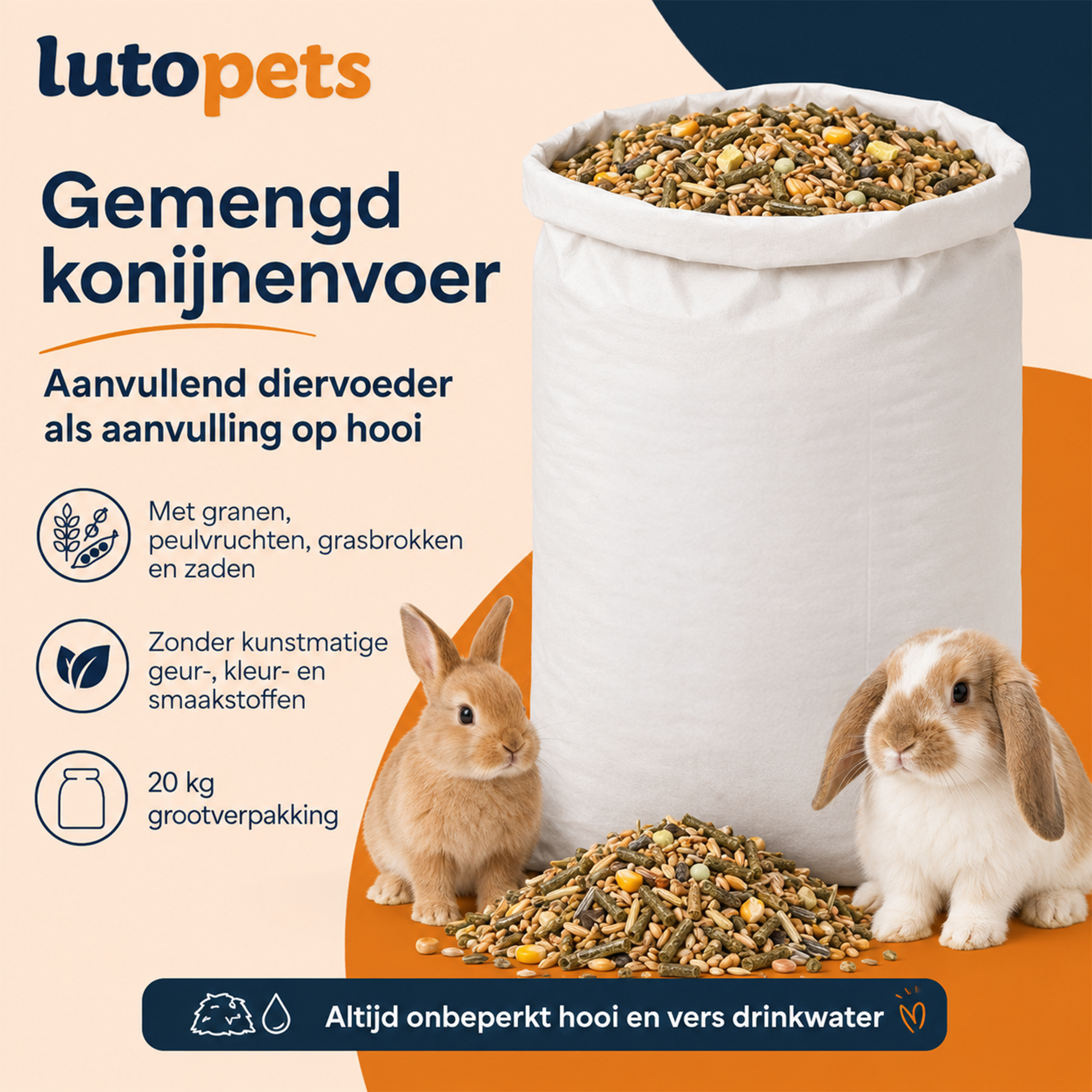 lutopets Gemengd Konijnenvoer | 20 kg