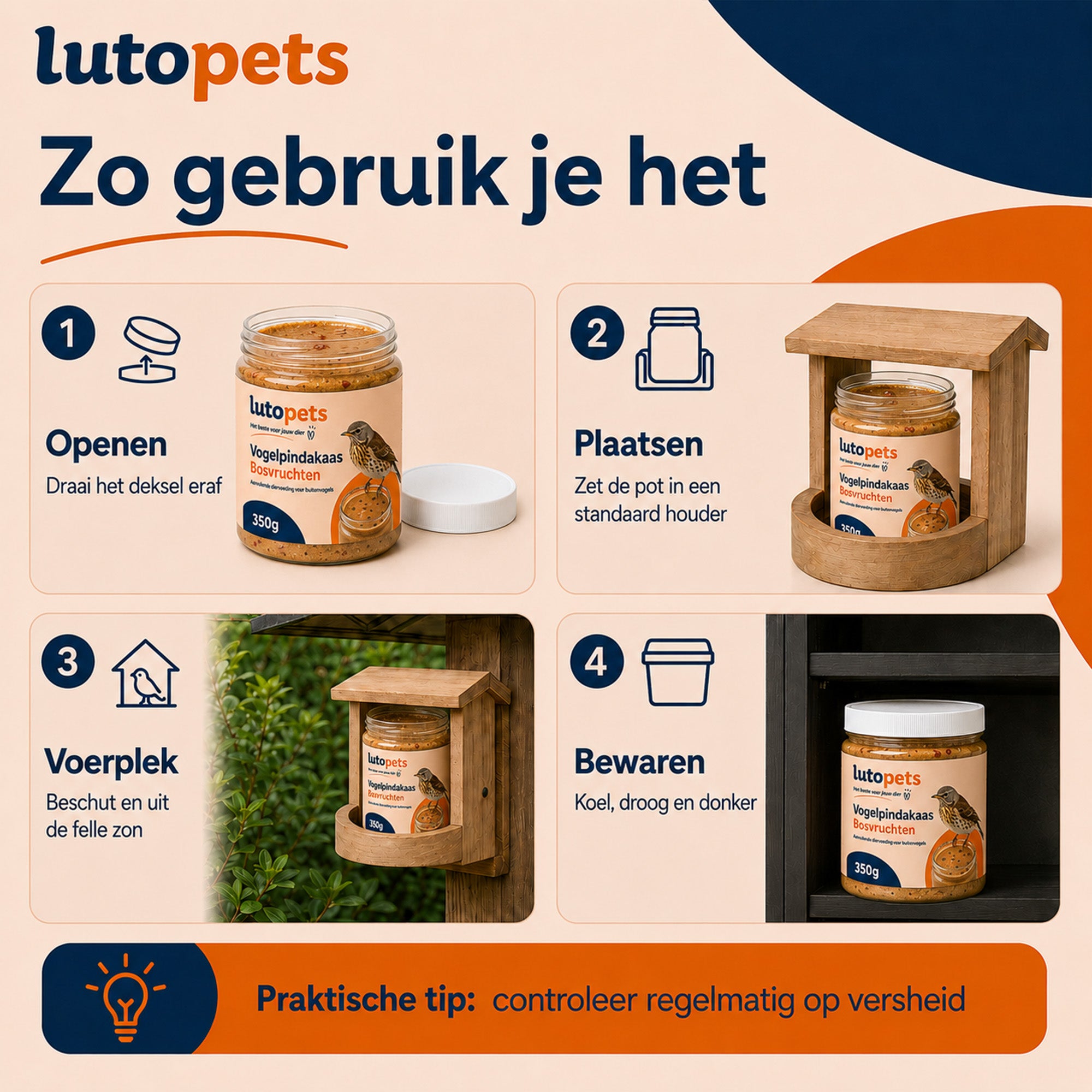Lutopets Vogelpindakaas Bosvruchten | Pindakaas voor Vogels | 350 g