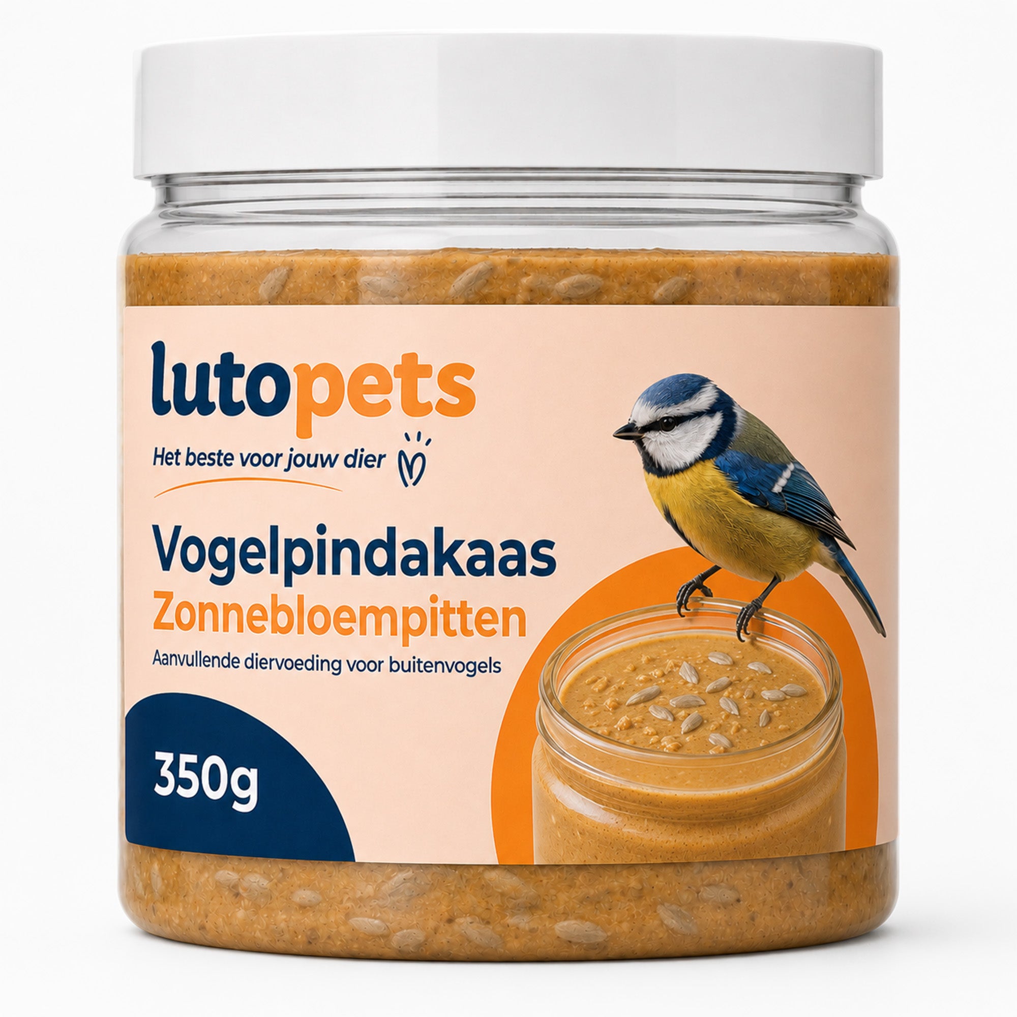 Lutopets Vogelpindakaas Zonnebloempitten | Voor Tuinvogels | 350 g