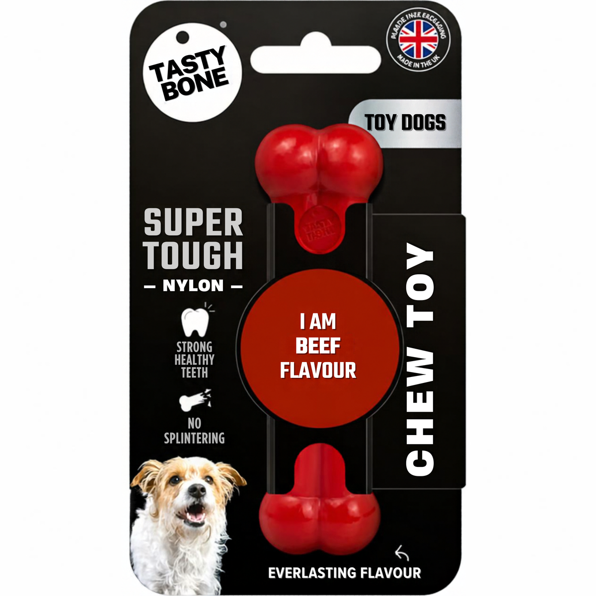 Tasty Bone Beef | Nylon Kauwbot voor Honden | Toy, Small, Large of Mega