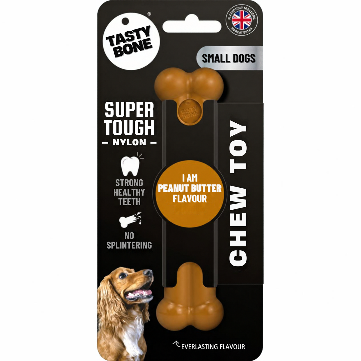 Tasty Bone Peanut Butter | Nylon Kauwbot voor Honden | Toy, Small, Large of Mega