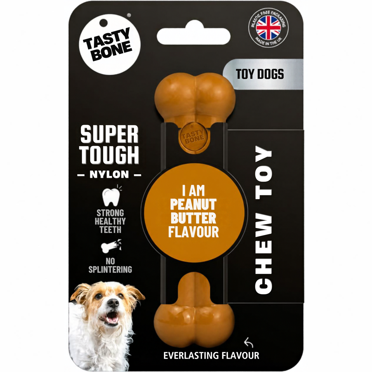 Tasty Bone Peanut Butter | Nylon Kauwbot voor Honden | Toy, Small, Large of Mega