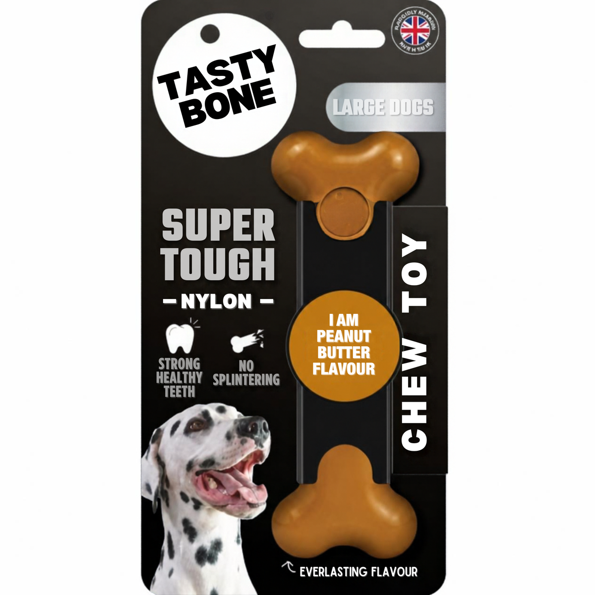 Tasty Bone Peanut Butter | Nylon Kauwbot voor Honden | Toy, Small, Large of Mega