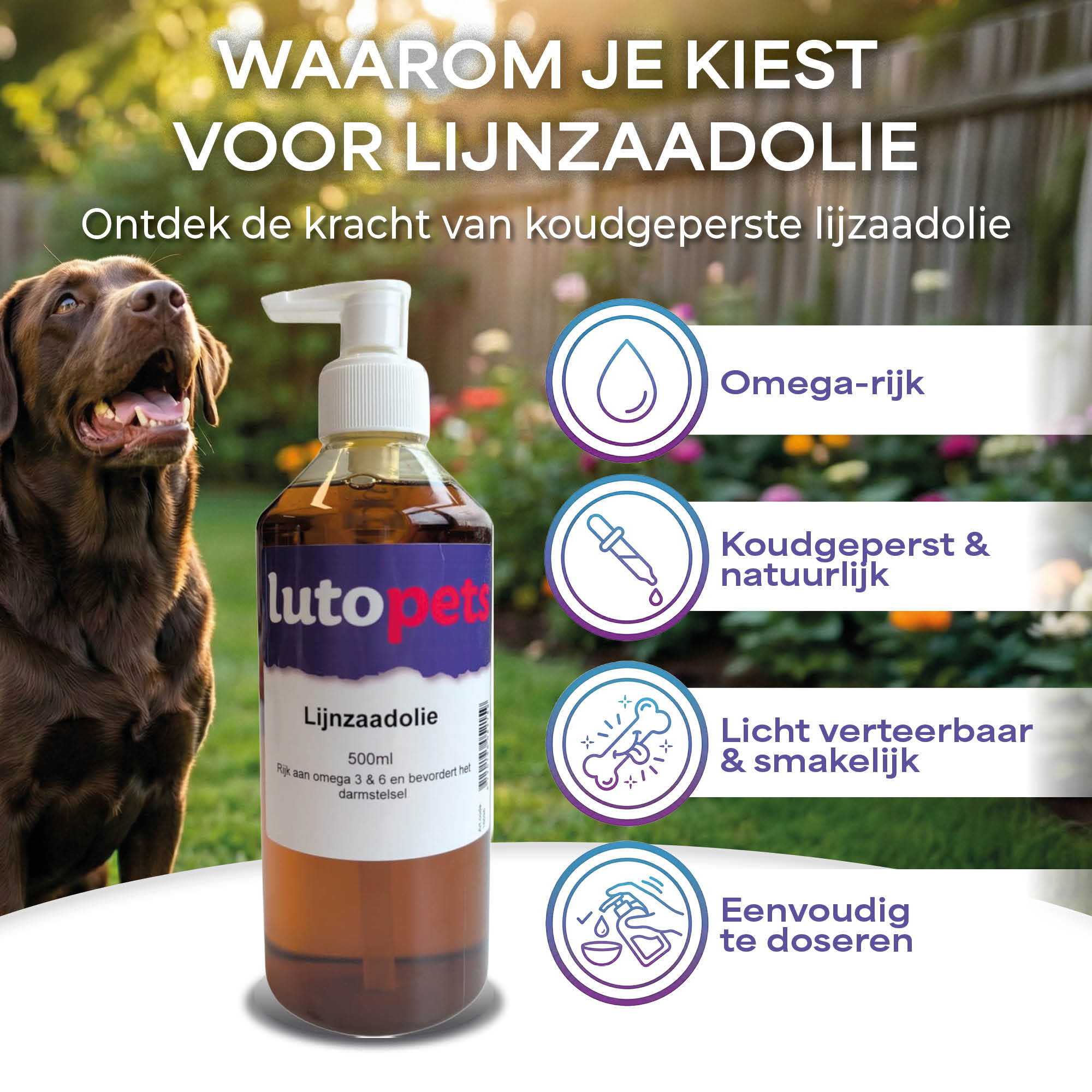 Lutopets Lijnzaadolie | 500 ml