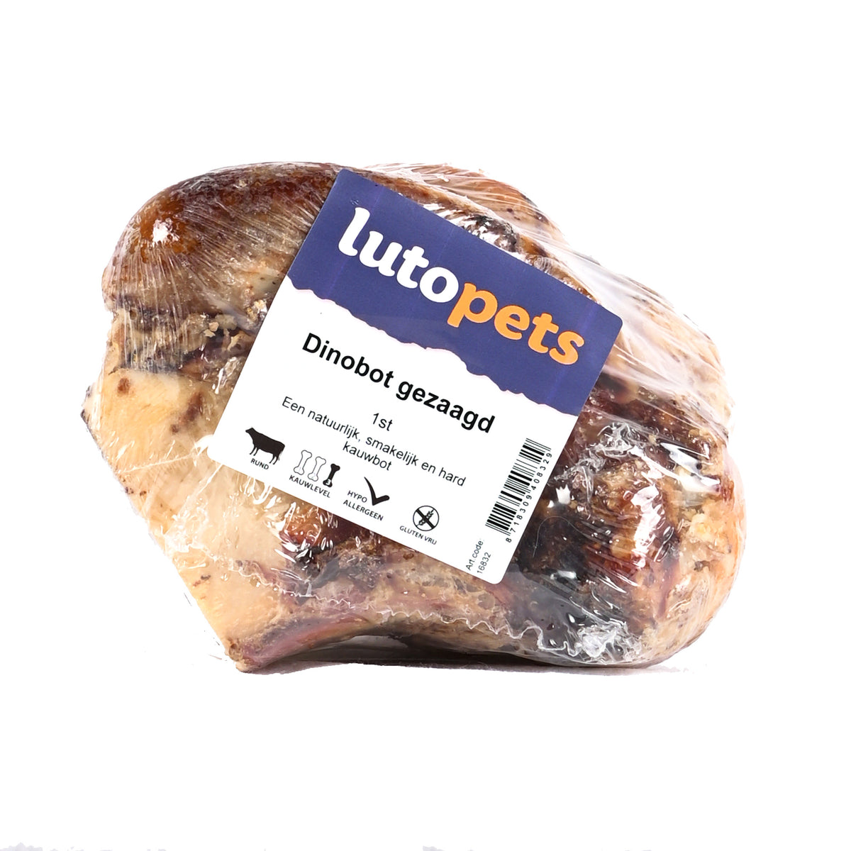 Lutopets Dinobot gezaagd 1 stuk – runderbot hond, gehalveerd