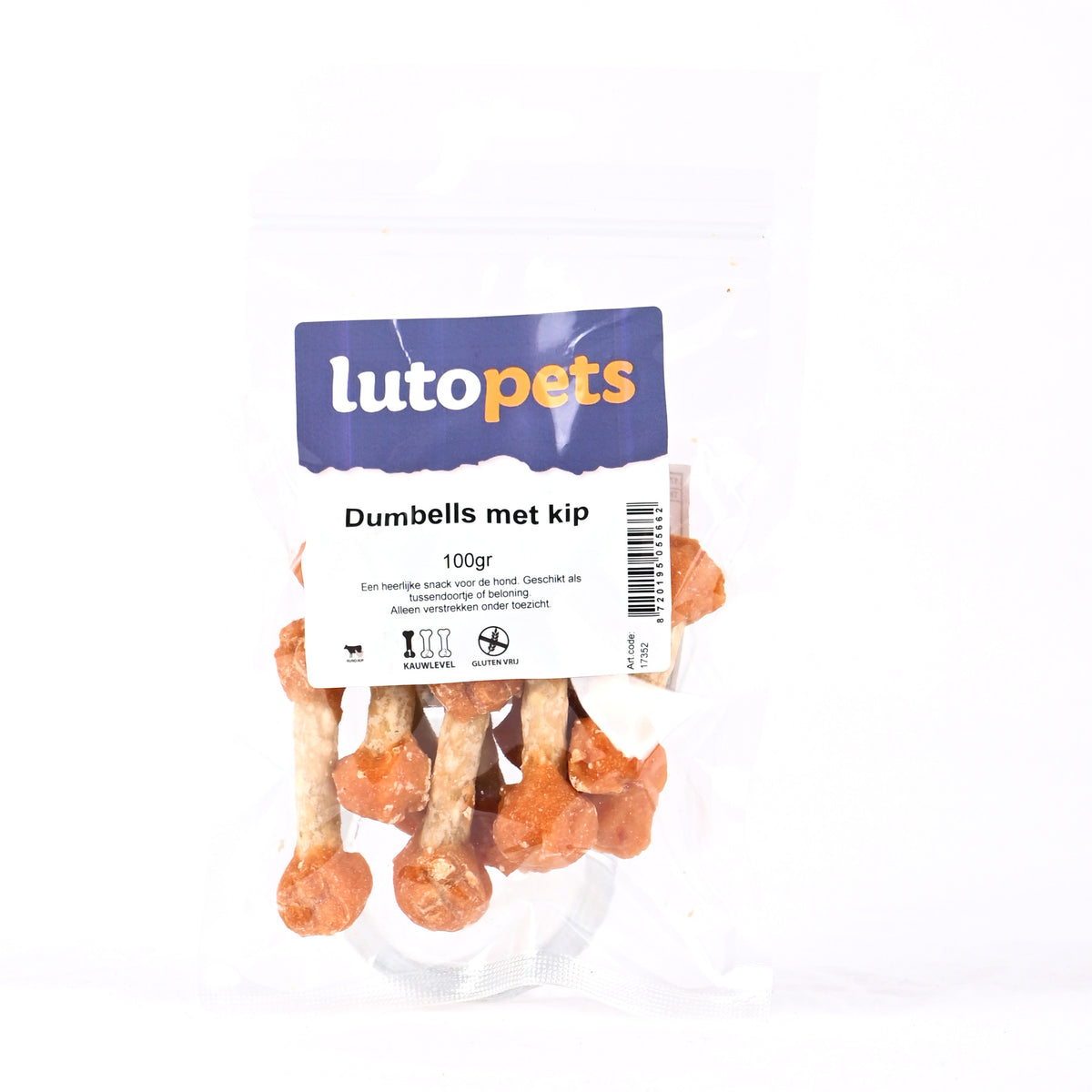 Lutopets Dumbells met kip 100 g – zachte kauwsnack hond