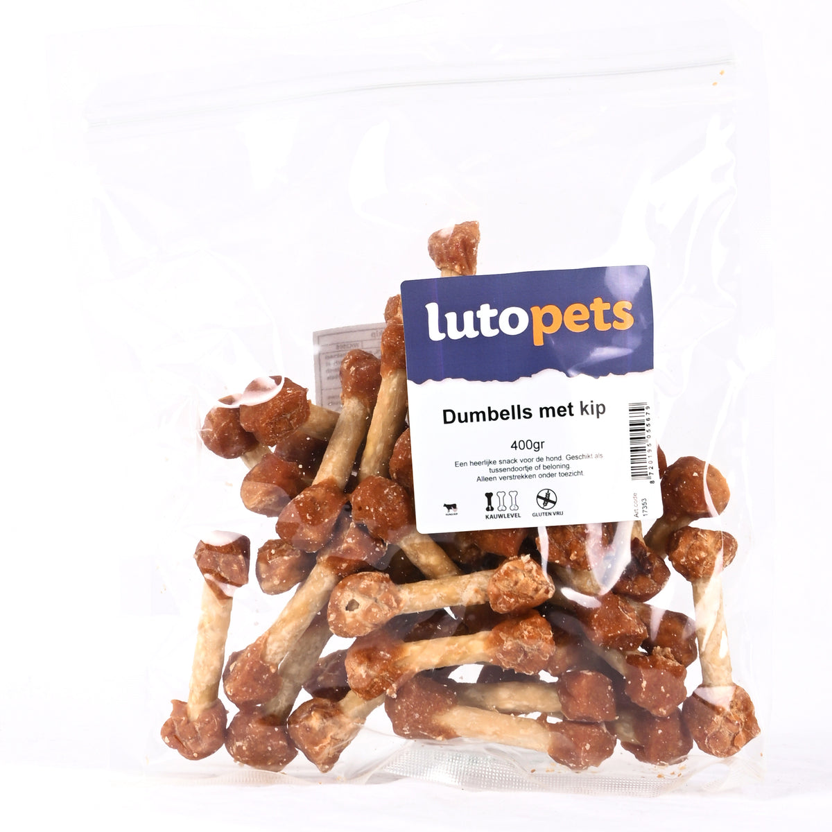 Lutopets Dumbells met kip 400 g – zachte kauwsnack hond