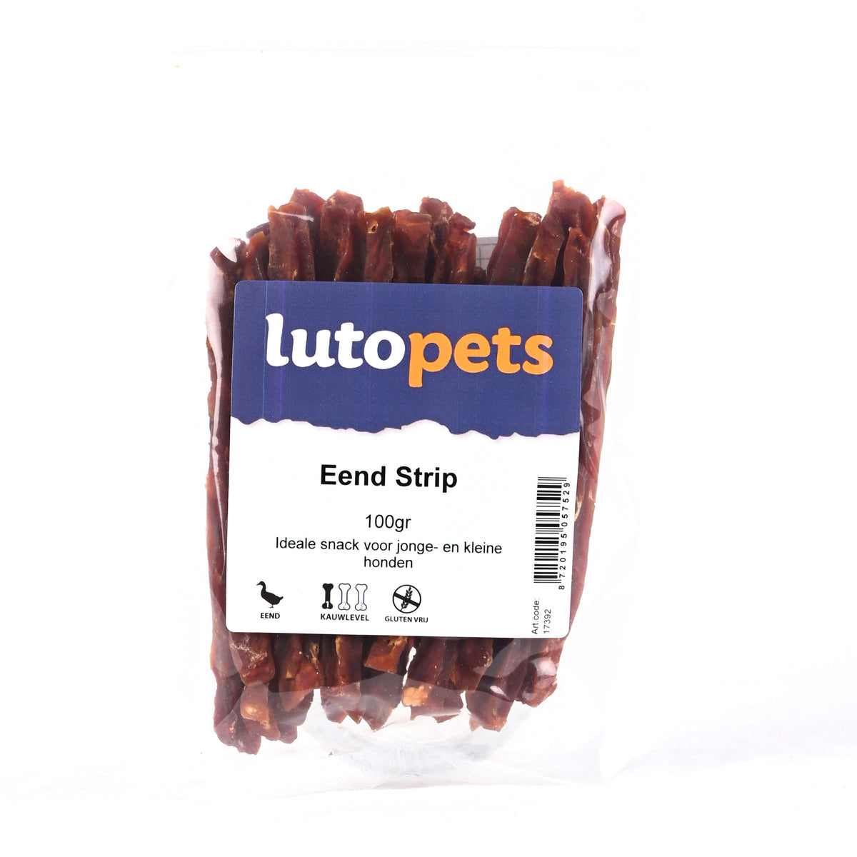 Lutopets Eend strip 100 g – gedroogde eendstrips voor honden