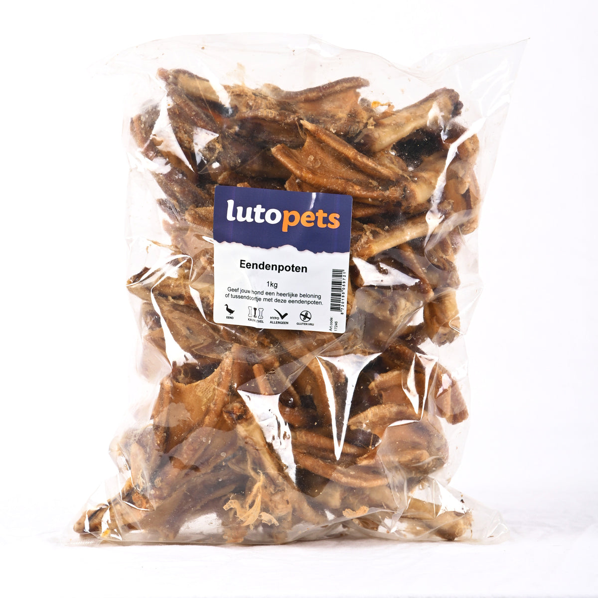 Lutopets Eendenpoten 1 kg – gedroogde eendenpoten hond