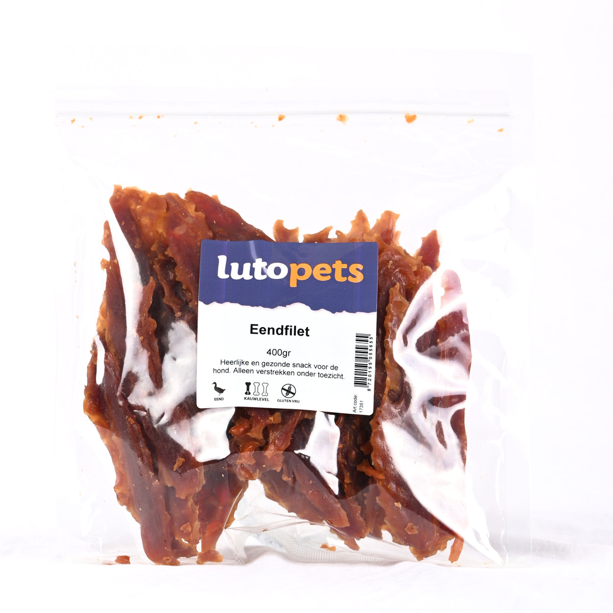 Lutopets Eendfilet 400 g – gedroogde hondensnacks eend