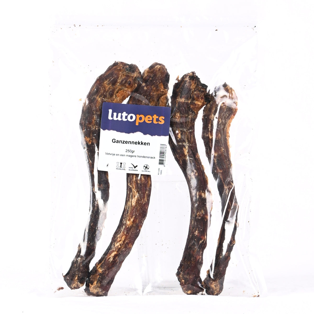 Lutopets Ganzennekken 250 g – gedroogde ganzennekken hond