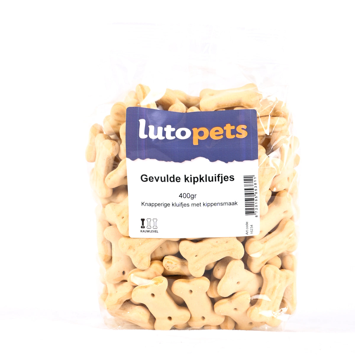 Lutopets Gevulde kipkluifjes 400 g – gevulde hondenkoekjes