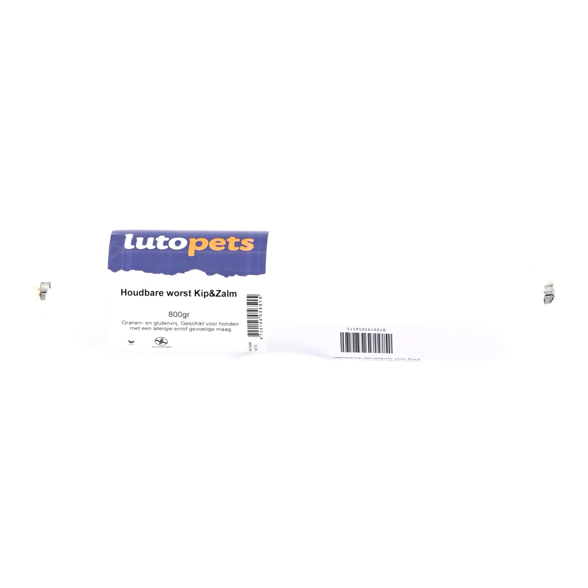 Lutopets Houdbare worst kip & zalm 800 g – 40% zalm hondenvoer