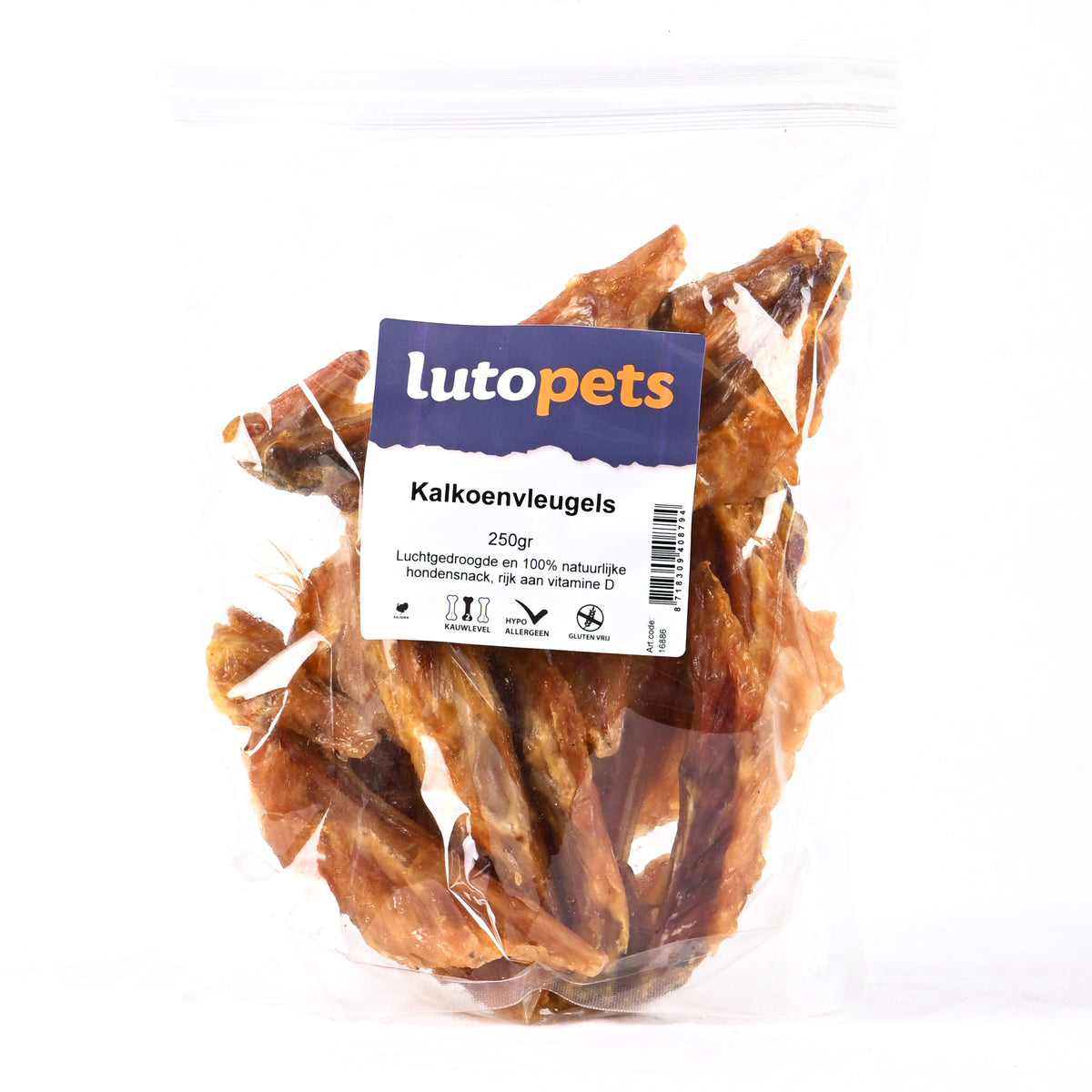 Lutopets Kalkoenvleugels 250 g – gedroogde kalkoenvleugels hond