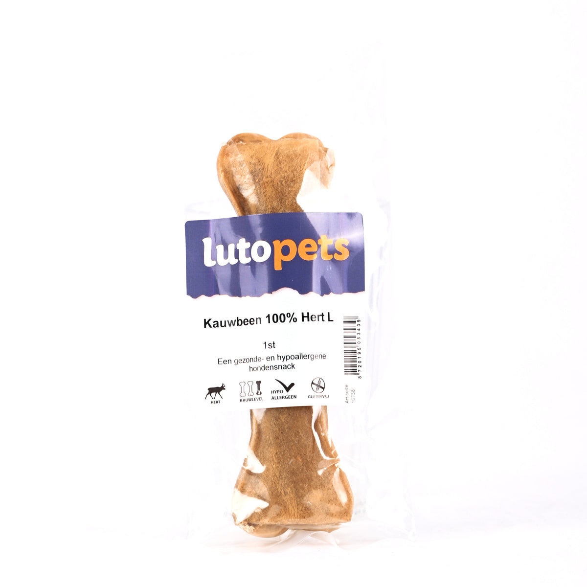 Lutopets Kauwbeen 100% hert L 17 cm – hard kauwartikel, kauwlevel 3