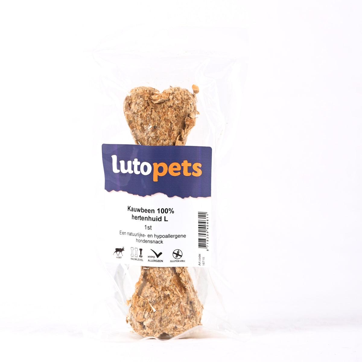 Lutopets Kauwbeen 100% hertenhuid L – één eiwitbron