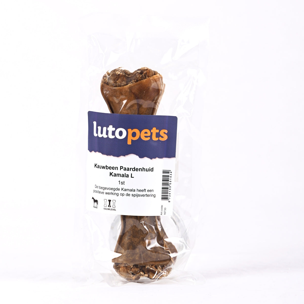 Lutopets Kauwbeen paardenhuid kamala L 17 cm – kauwbot hond