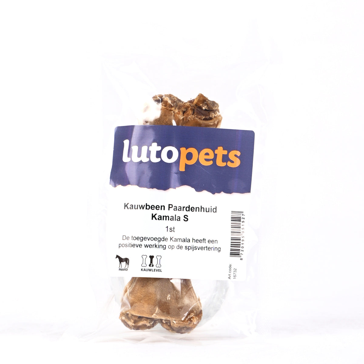 Lutopets Kauwbeen paardenhuid kamala S 12 cm – kauwbot hond