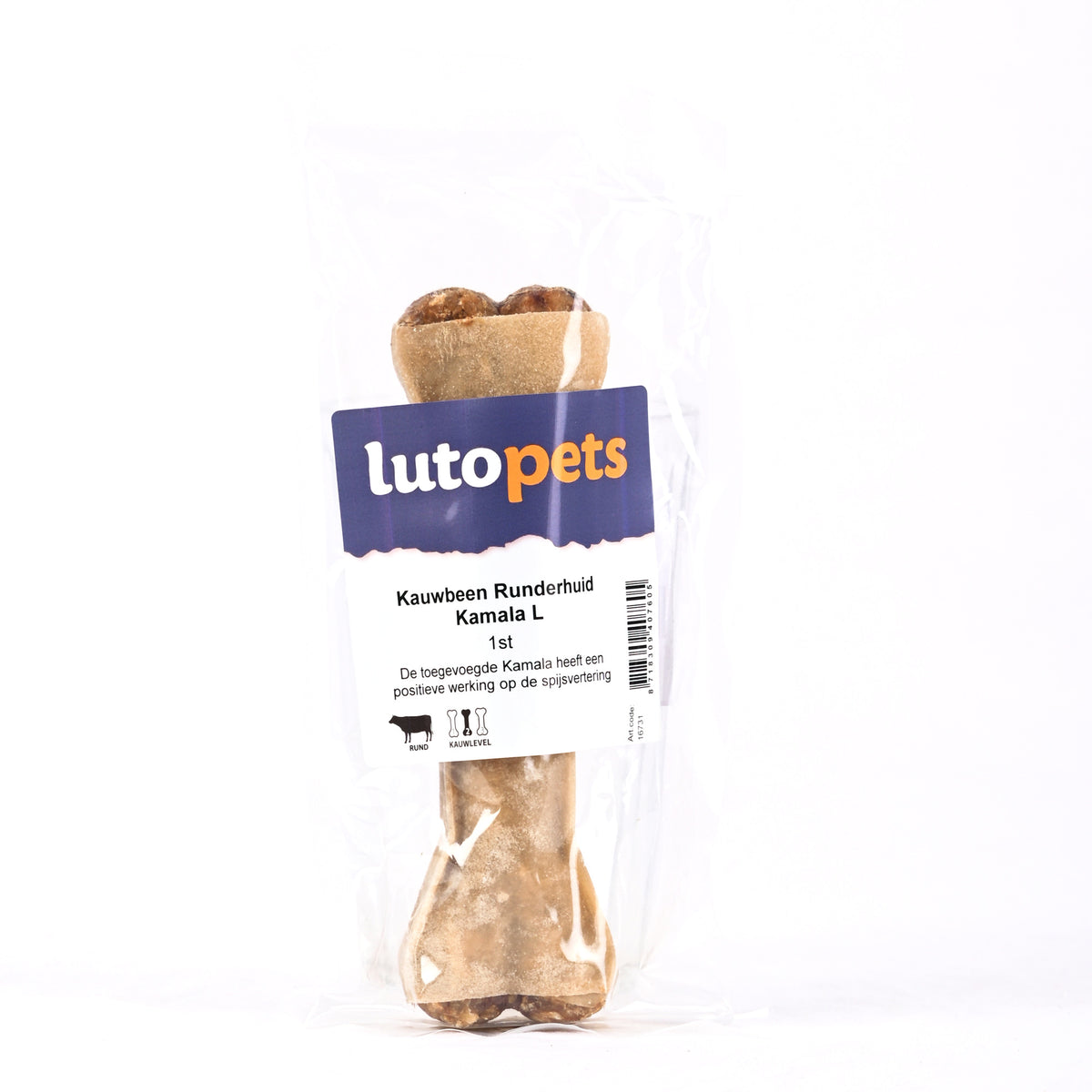 Lutopets Kauwbeen runderhuid kamala L 17 cm – runderhuid kauwbot