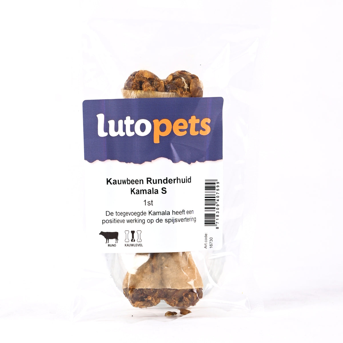 Lutopets Kauwbeen runderhuid kamala S 12 cm – runderhuid kauwbot